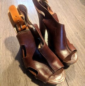 Frye wooden platform clogs